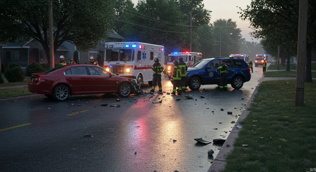 emergency vehicles on the road