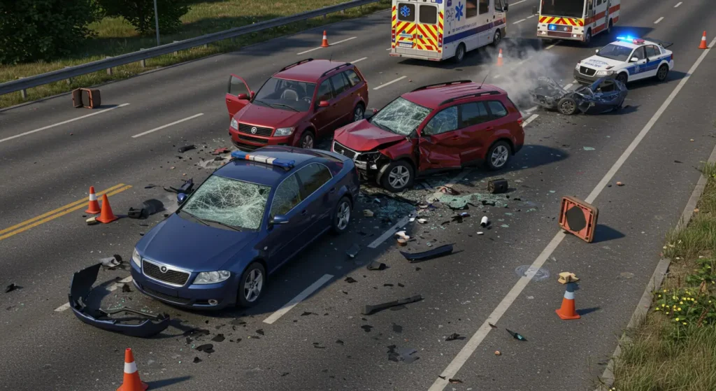a car accident on the road