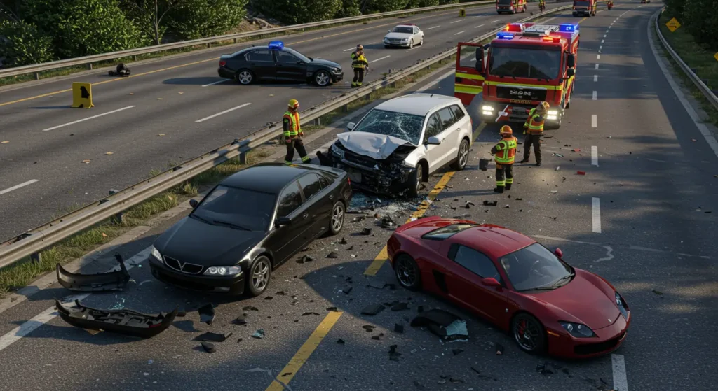 a car accident on the road