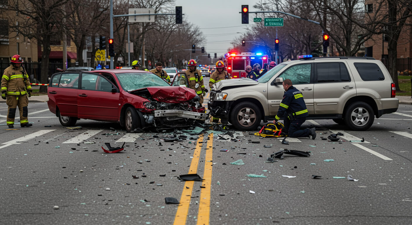 Car accident claim process infographic showing options for legal help and insurance claims.