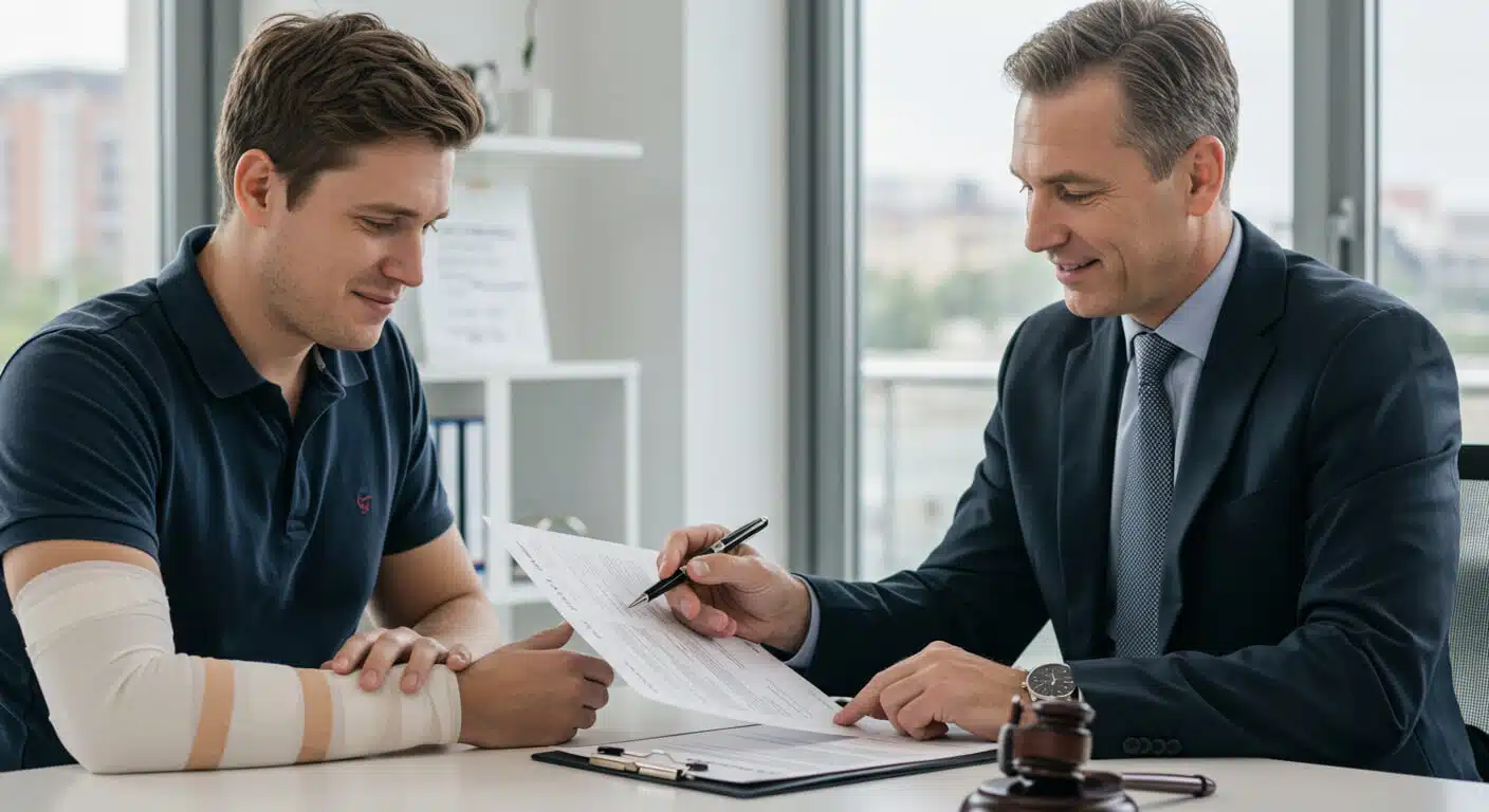 a man signing a document with a hand