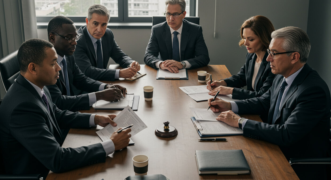a group of people sitting around a table