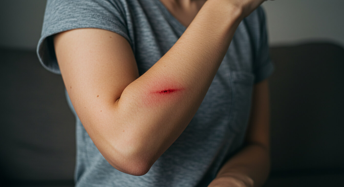 a person with a cut on their arm