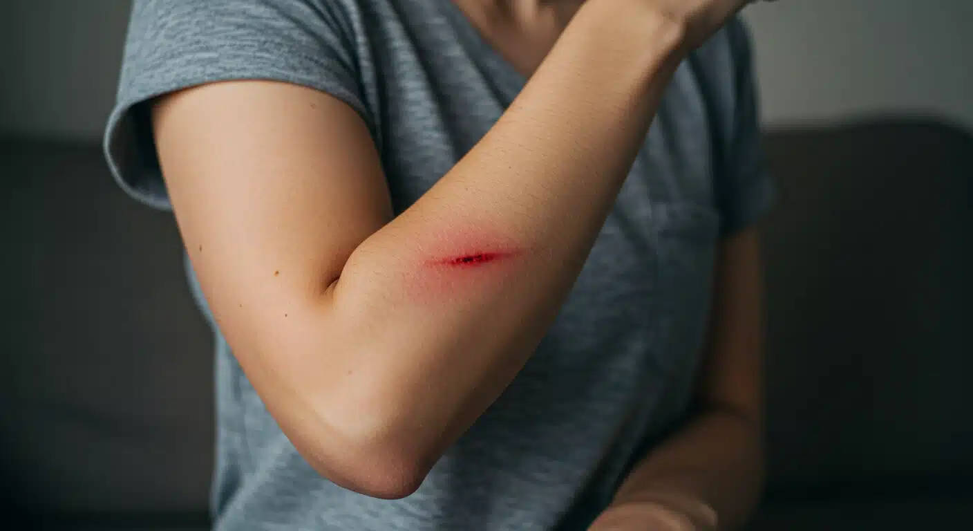 a person with a cut on their arm