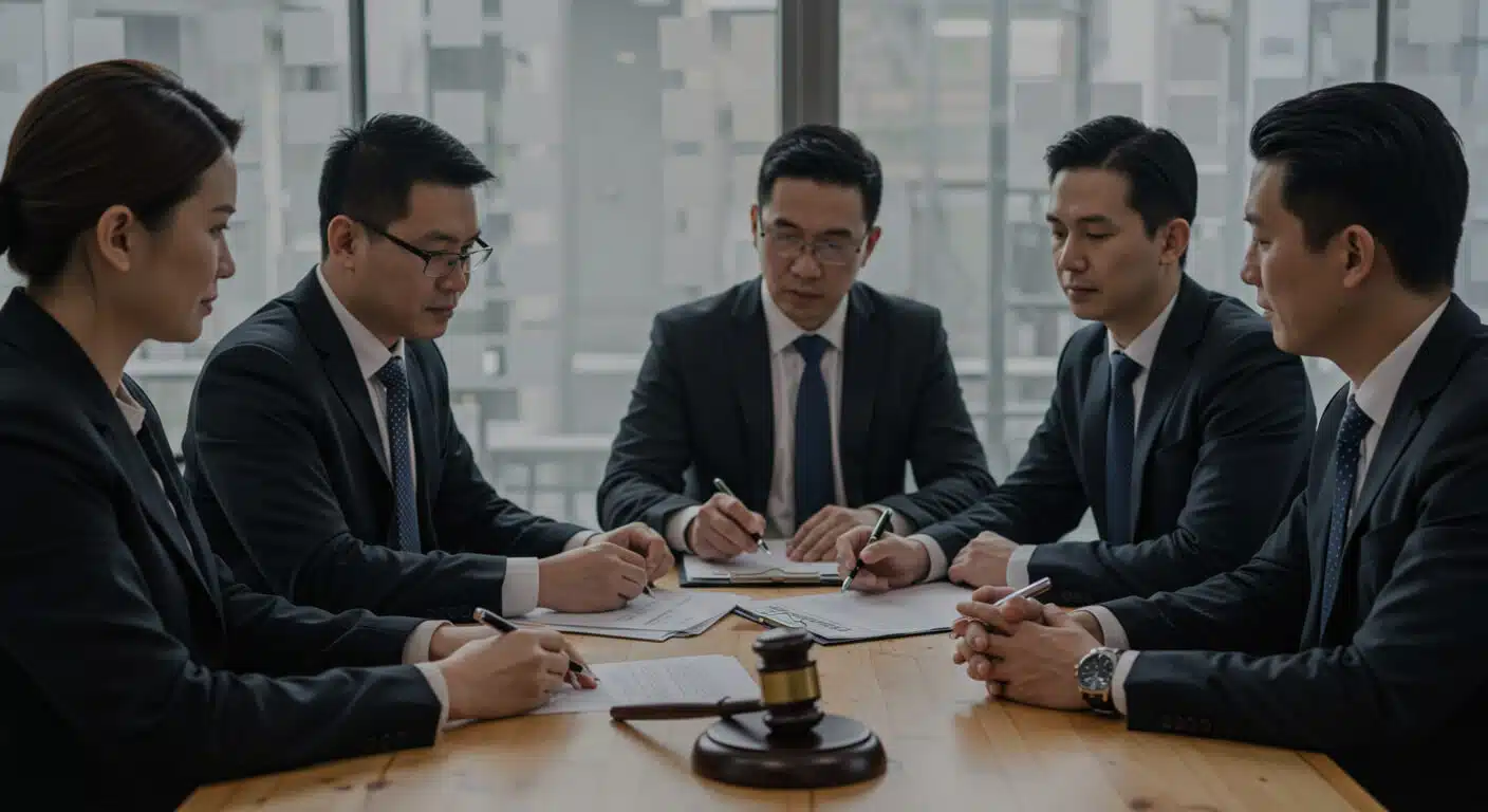 a group of men sitting around a table