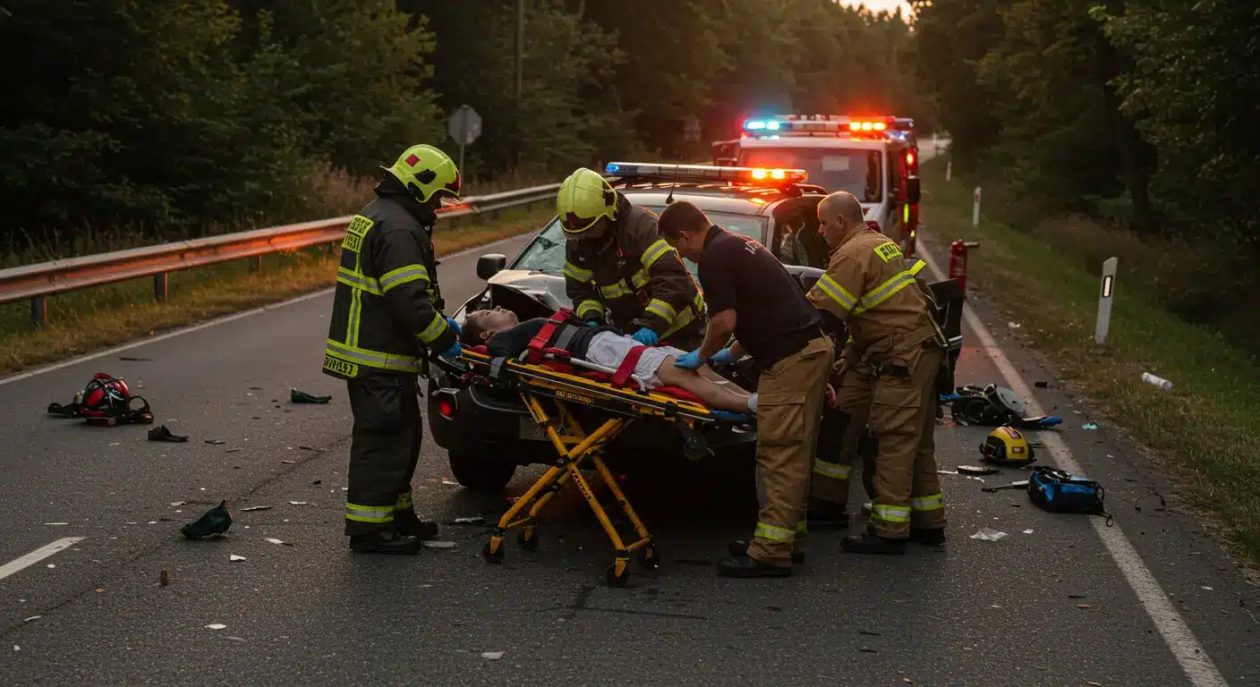 a group of firefighters helping a man on a stretcher