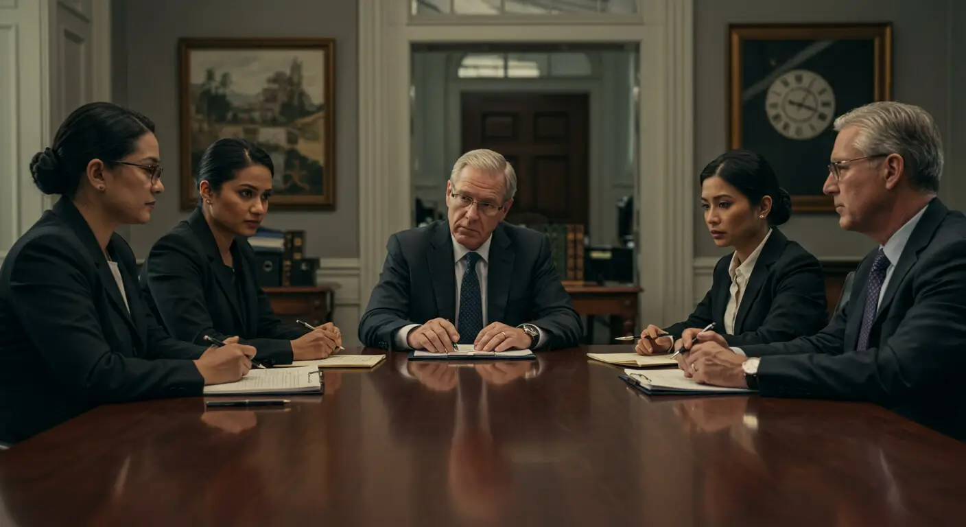 a group of people sitting around a table
